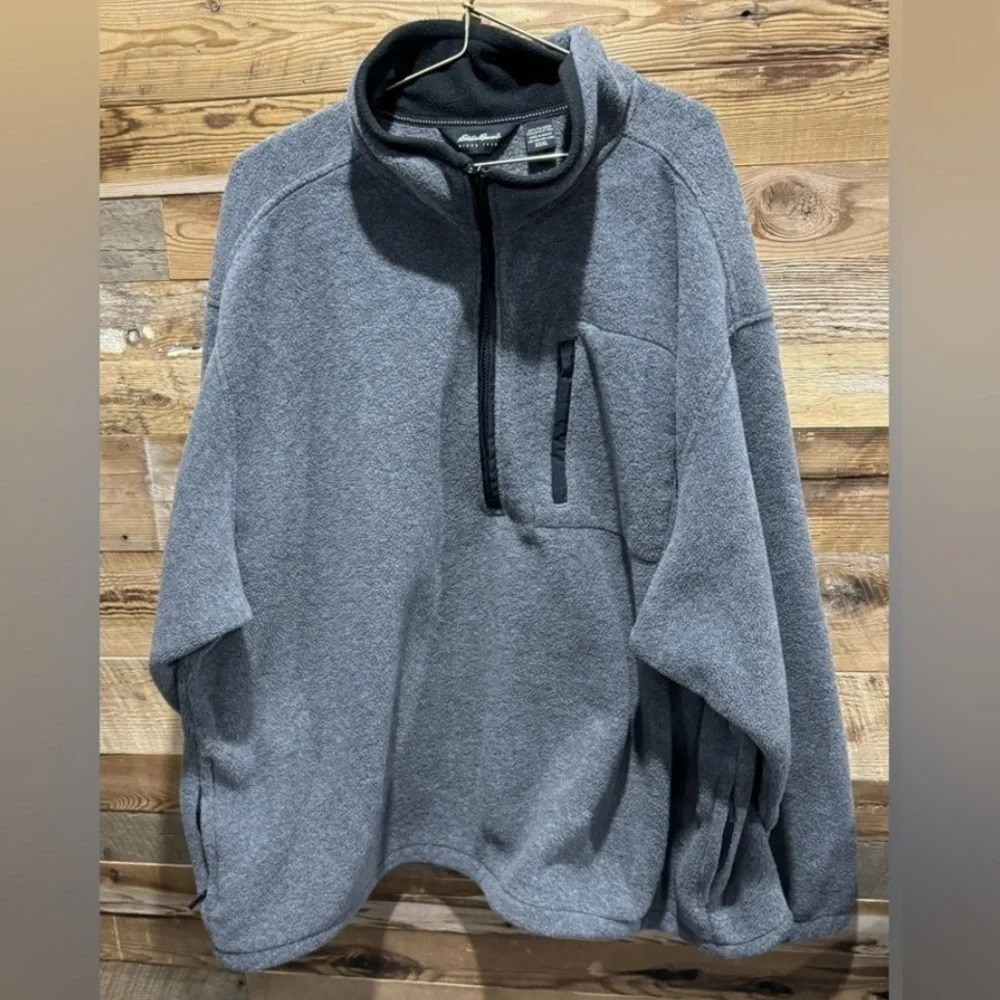 Eddie Bauer fleece 1/4 zip cozy warm pull over unisex gray 90s style pocket 3XL